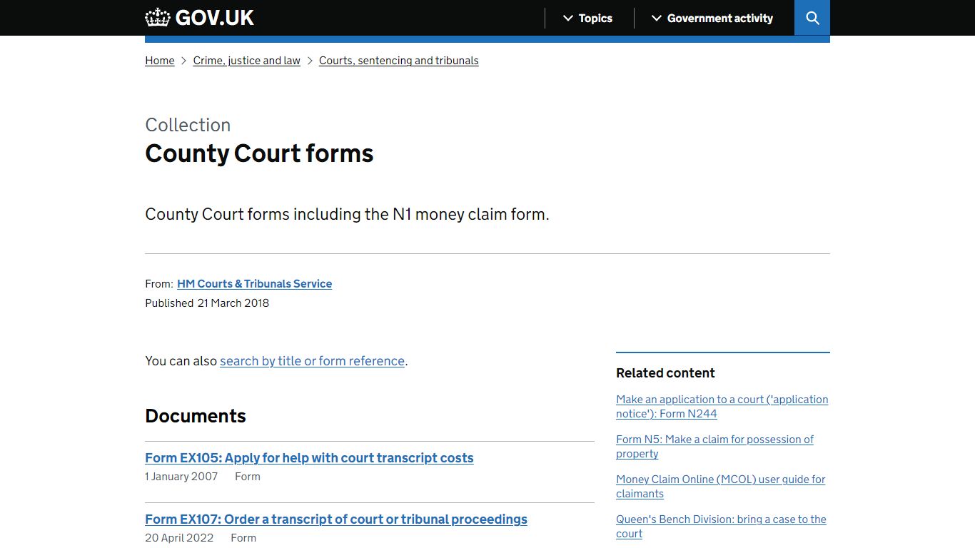 County Court forms - GOV.UK